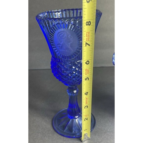 Fostoria Glass Avon George Washington Goblet Mt Vernon Pitcher Cobalt Blue - Picture 7 of 10